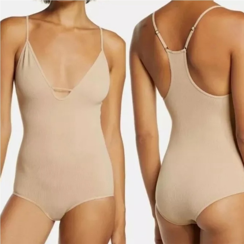 Free People Intimately Move Along Ribbed Bodysuit Size M/L in Sand New No Tags